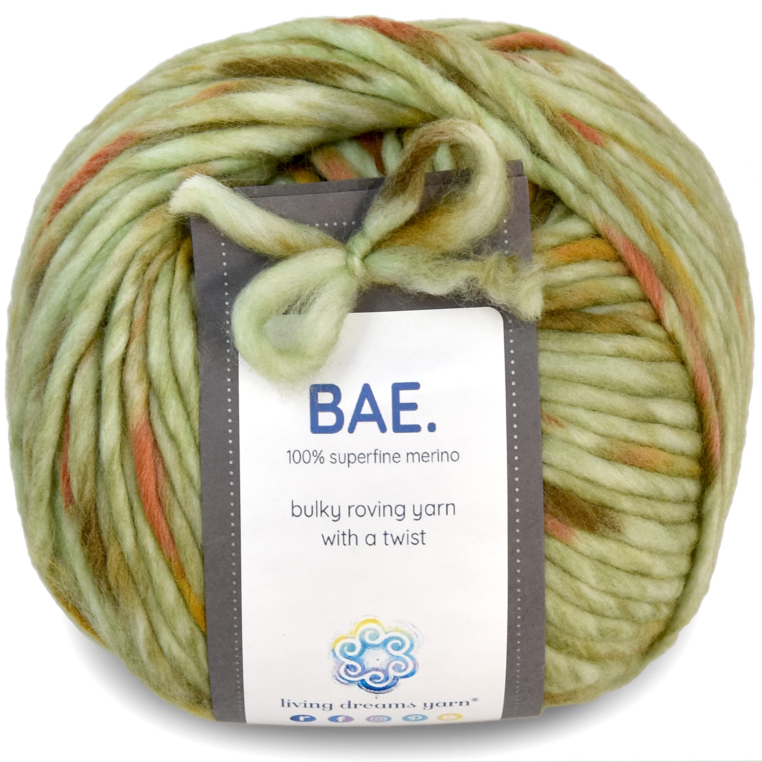 BAE by Living Dreams - Ovillo de lana de merino 100 % extrafino y voluminoso para tejidos de invierno