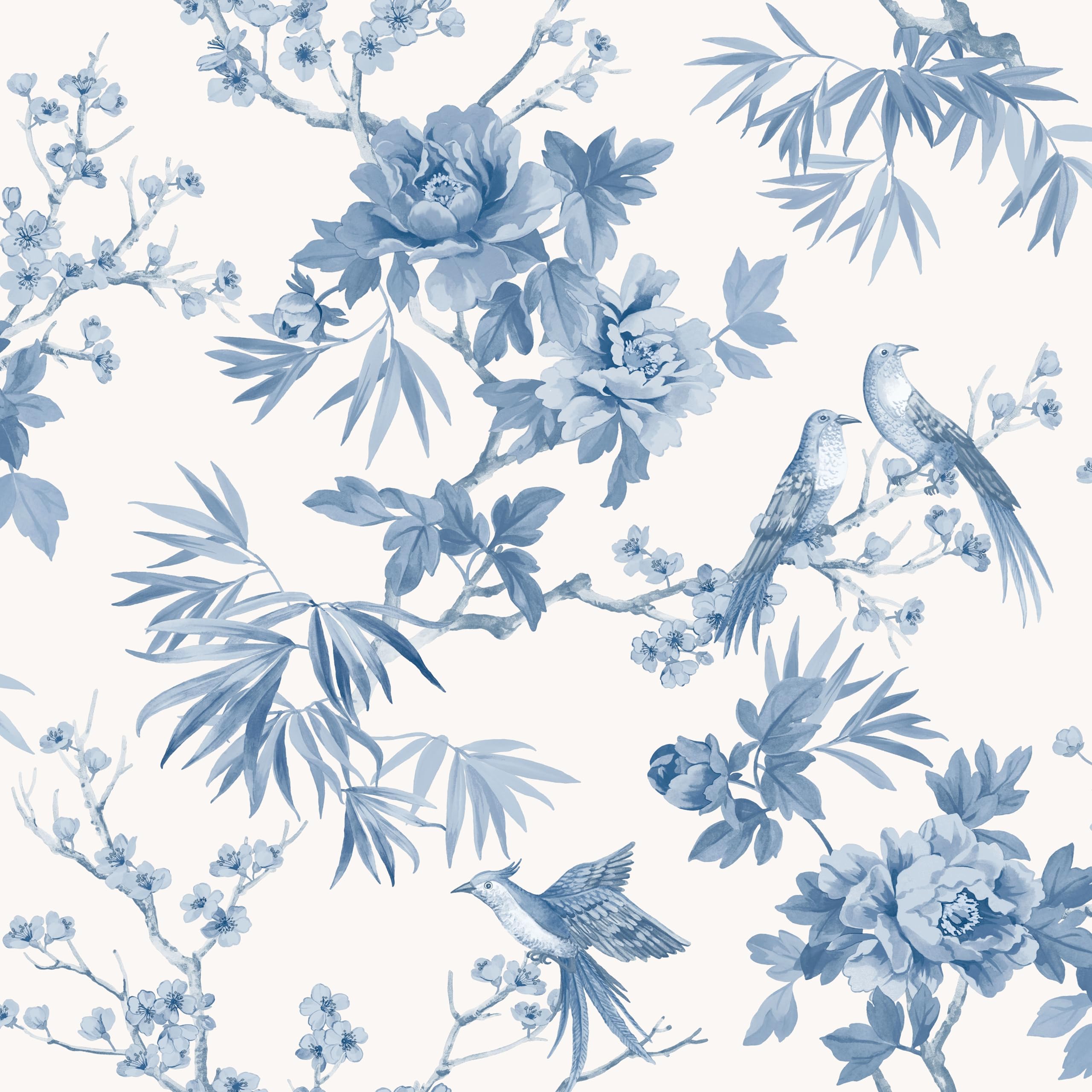 Sophie Laurence (Sample) Amie Jardin Chinoiserie Floral Wallpaper Roll Blue