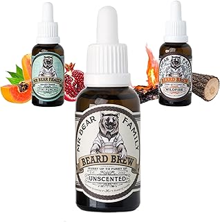 Mr Bear Family Huile Barbe Unscented - Entretient et Hydrate la Barbe - Huile pour Pousse avec Jojoba & Argan - Soin Hydratant Hommes 30 ml