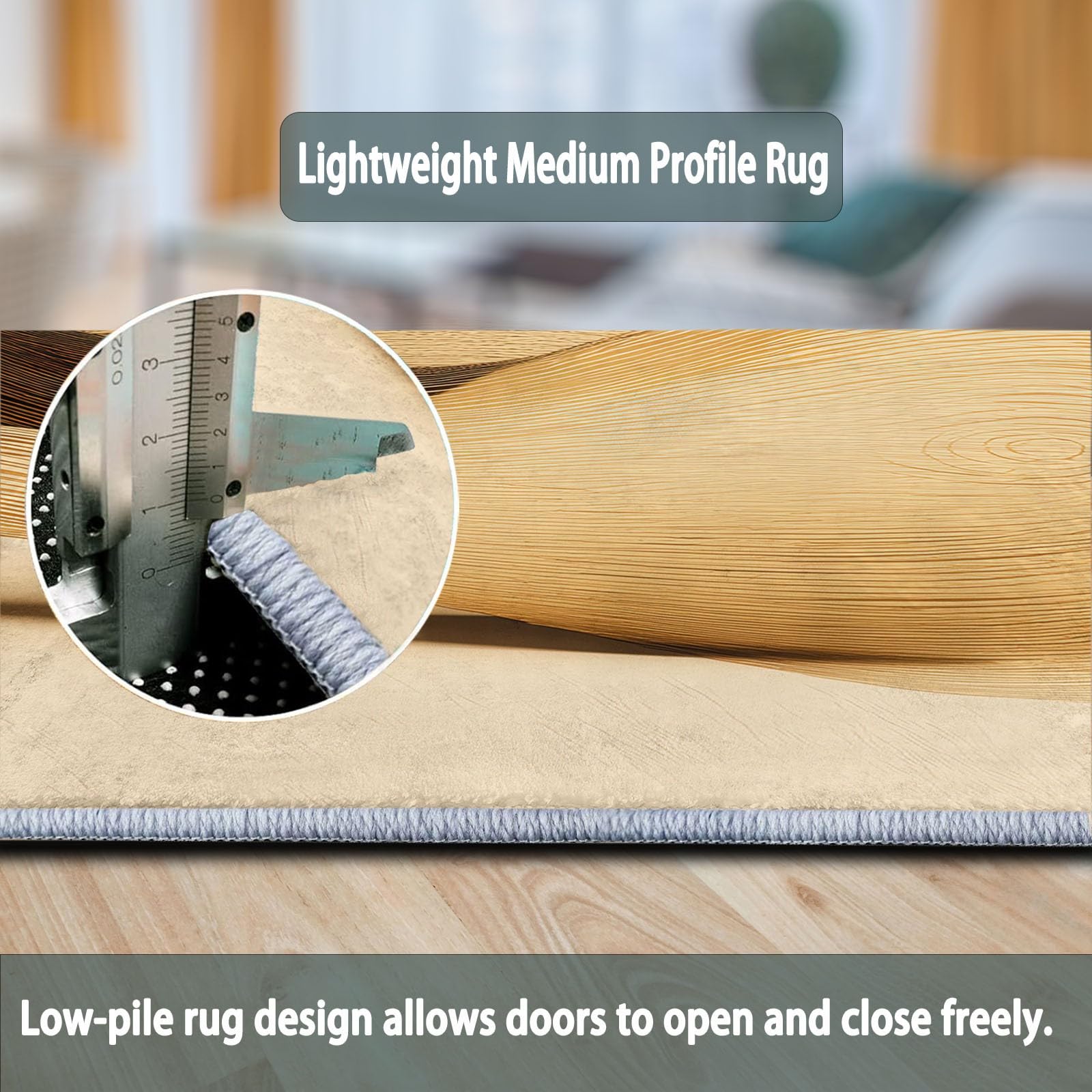 Generisch Minimalismus Rund Teppich Abstrakte Holzmaser-Textur 200 cm rutschfest Teppiche, Beige Plüsch Flauschig Weich Runder Teppich Wohnzimmer Schlafzimmer Küche Fußmatte Haustierteppich