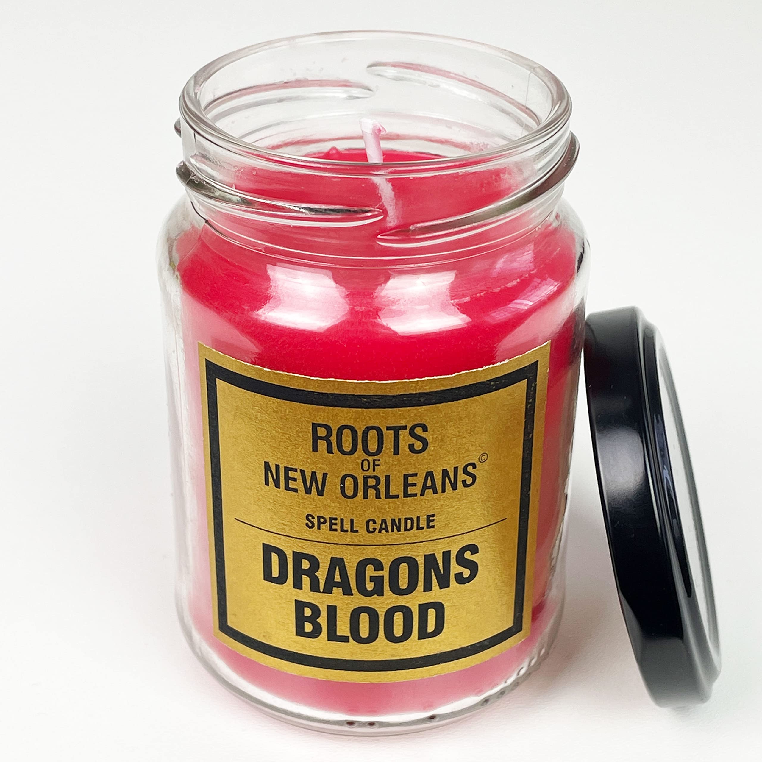 Roots Candle Dragons Blood - Magical candle in a glass with detailed ritual instructions - banish negative influences - Hoodoo, Voodoo, Conjure