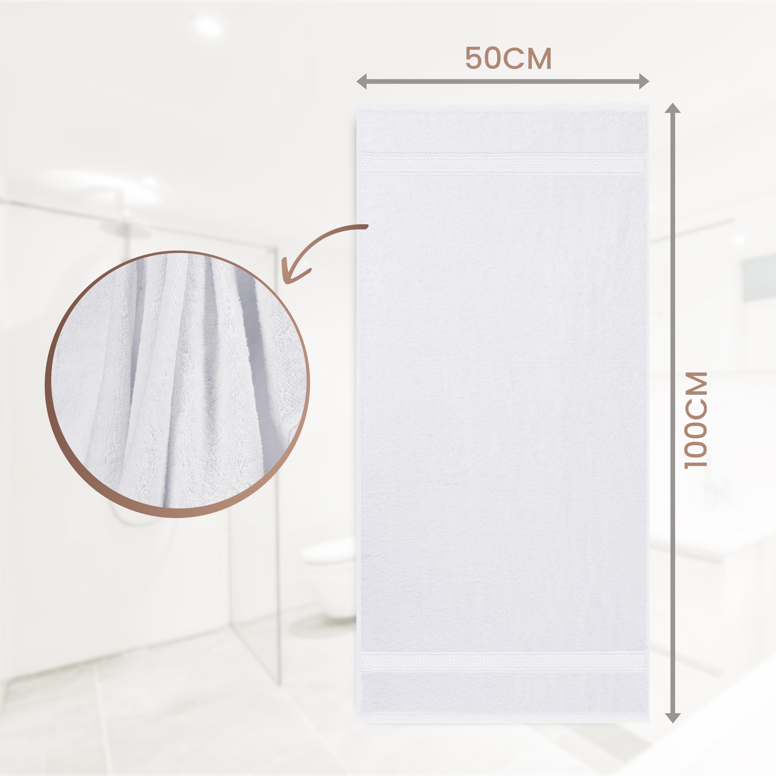 Utopia Towels - Zestaw 6 (50 x 100 cm), ręczniki kąpielowe, ręczniki toaletowe o wysokiej chłonności z haczykiem, 100% bawełna pierścień przędzalniczy z haczykiem (Biały)