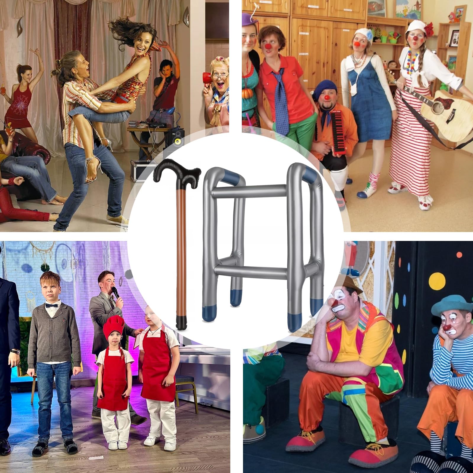 Giocattolo Deambulatore e Bastone per Anziani Gonfiabile Regalo Divertente per Carnevale Compleanno Giochi di Ruolo