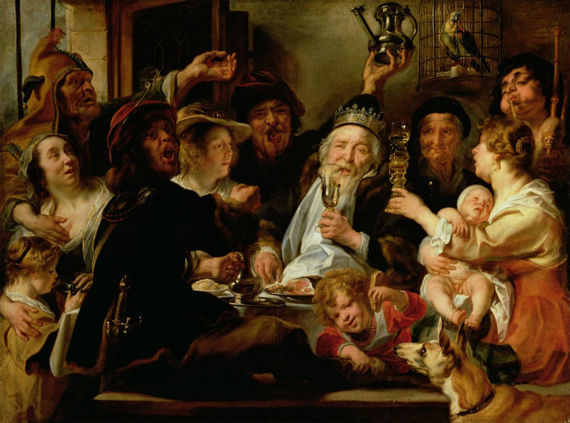 SERENDIPITP Vintage Picture Print on Canvas Wall Art Poster the Bean King by Jacob Jordaens Artwork Print Poster for Wall Decor 60x90cm