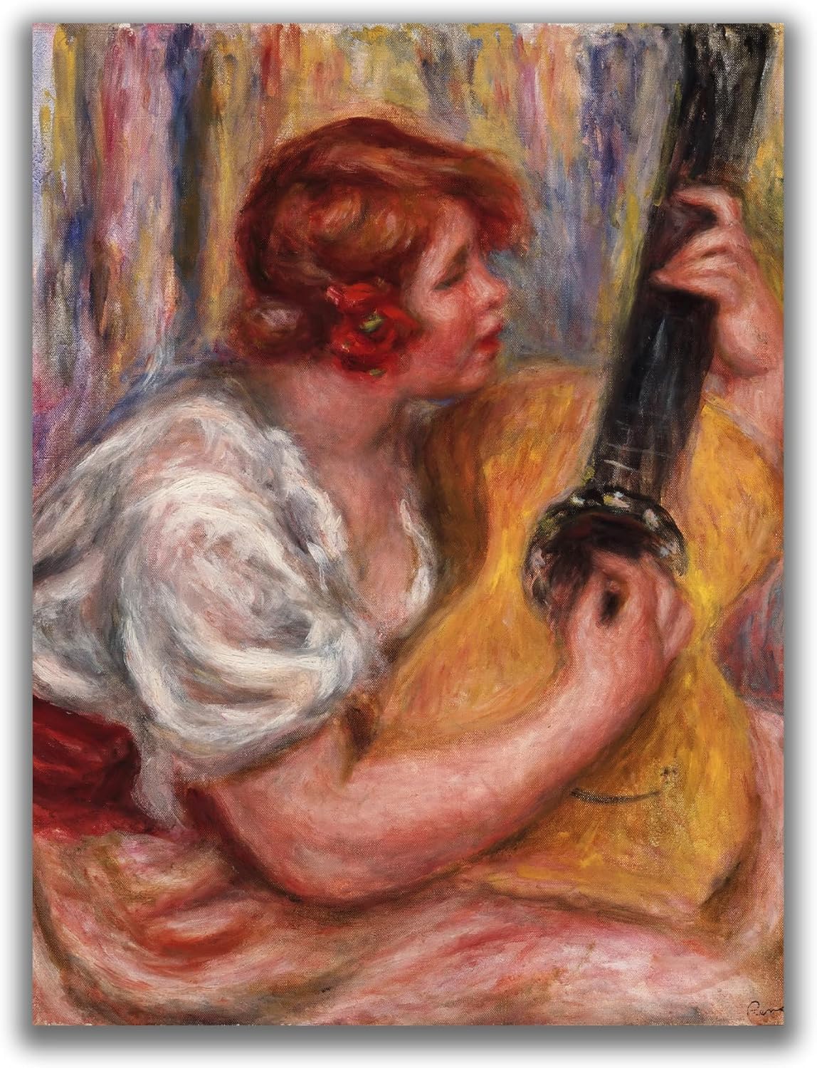Waeta Rnvzx Pierre-Auguste Renoir Wall Art Woman With A Guitar Poster Vintage Canvas Painting Pierre-Auguste Renoir Prints For Home Decor Picture 50x70cm No Frame