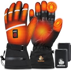 Guantes Para Puños Calefactables Mia&Coco Guantes Calefactables de Esquí Calefactados de 3 Etapas con Baterías Tipo C de 7.4 V 5400 mAh, 6 Horas de Funcionamiento