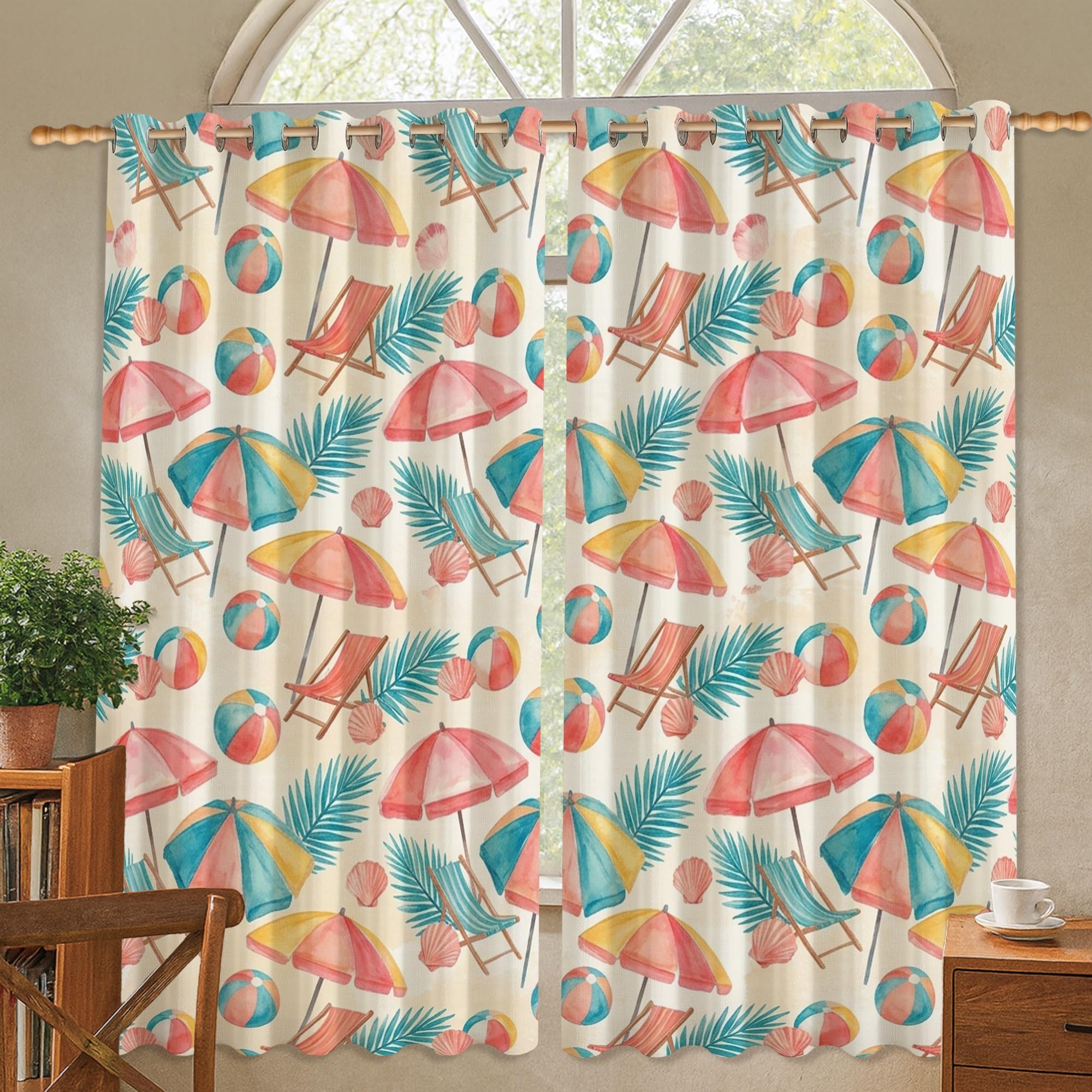 Rideaux occultants palmier 107x114 cm lavables pour salon
