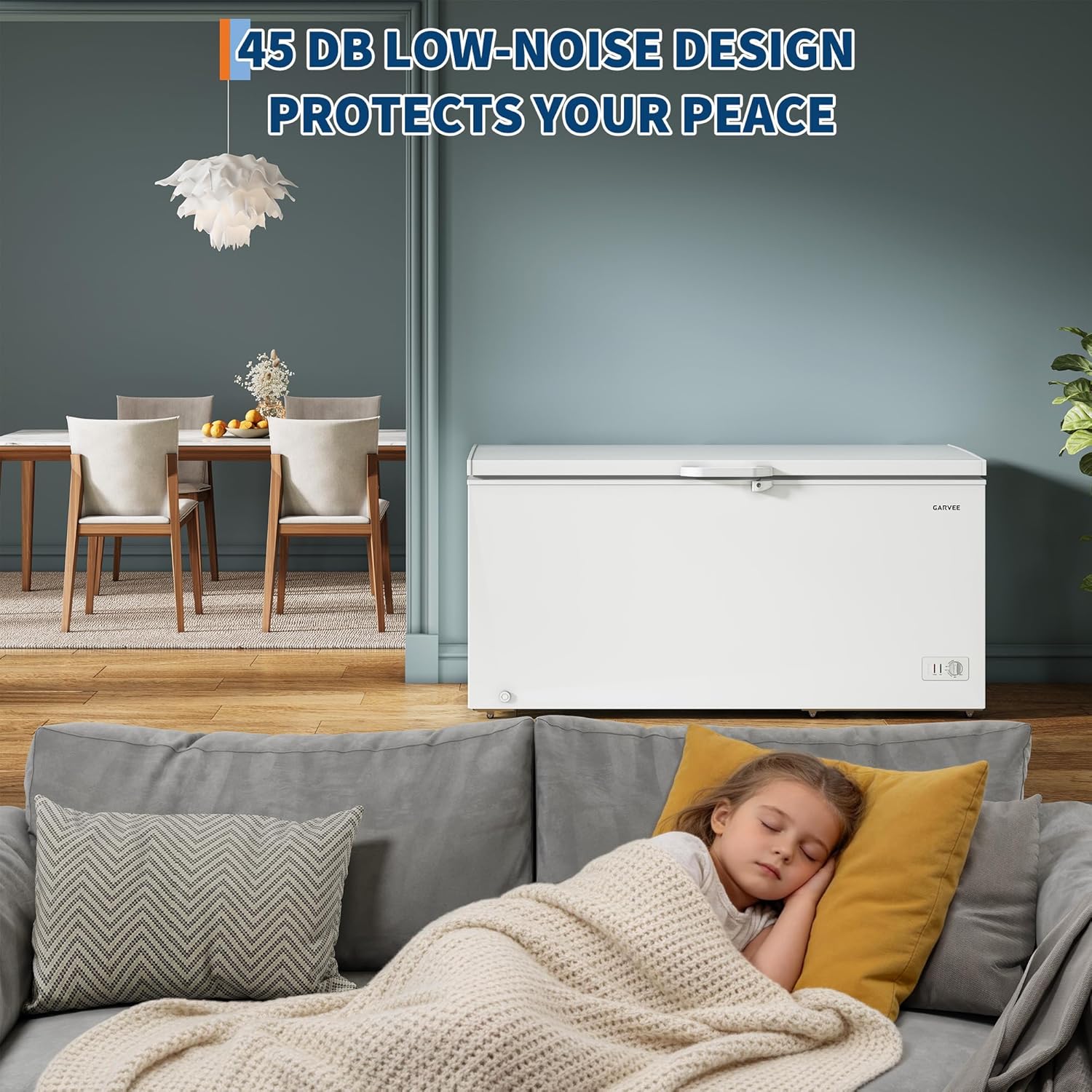 17 Cu. Ft Chest Freezer, Large Capacity Deep Freezer with 2 Removable Baskets, Adjustable Thermostat Convertible, Energy Efficient Freestanding with Lock & Casters for Home Garage Kitchen