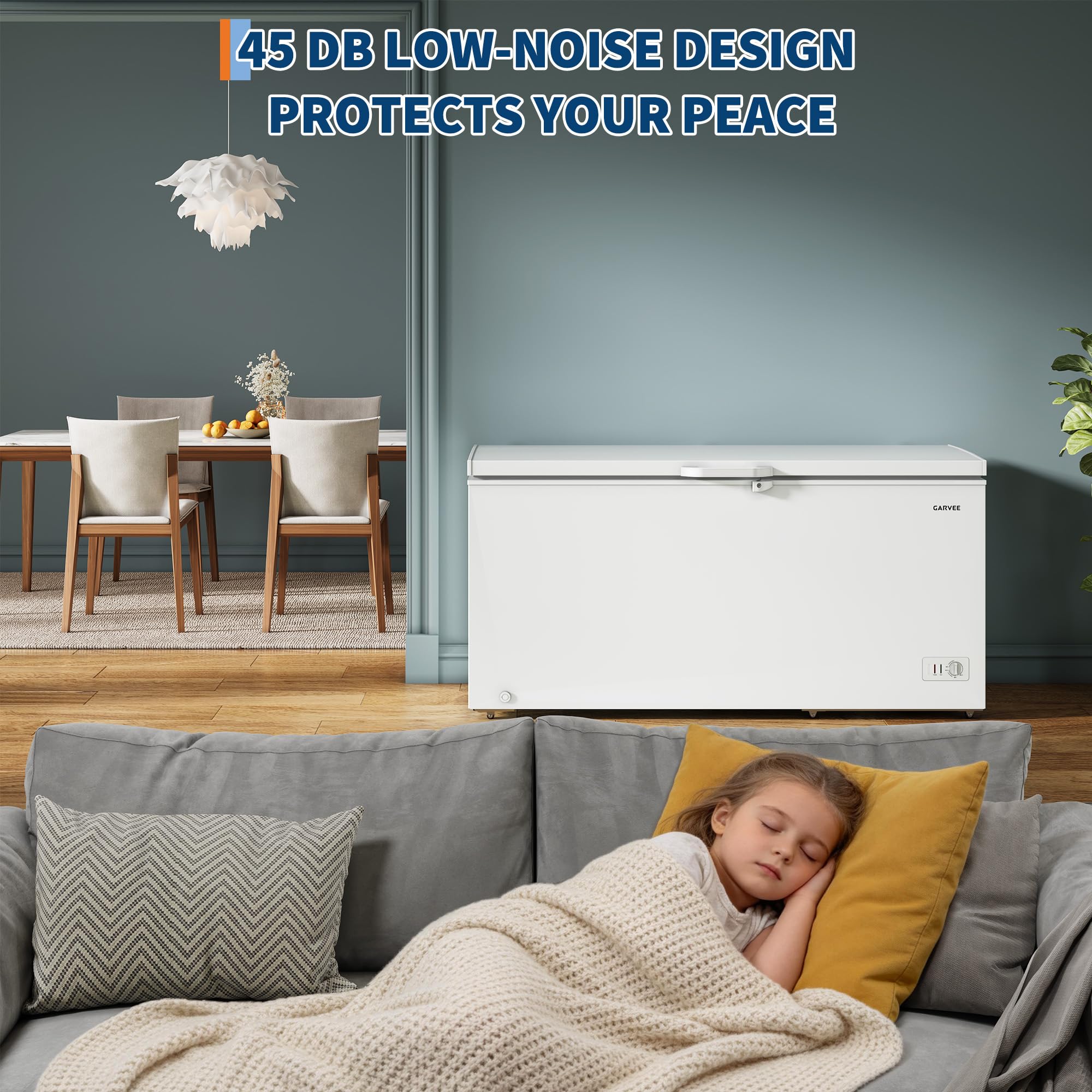 Lizhoumil 17 Cu. Ft Convertible Chest Freezer - Large Capacity With 2 Removable Baskets, 6 Casters, LED Light, Defrost Drain, Exterior Lock, R600a - Ideal For Home, Kitchen, Garage - White on Fridge.com - View 6