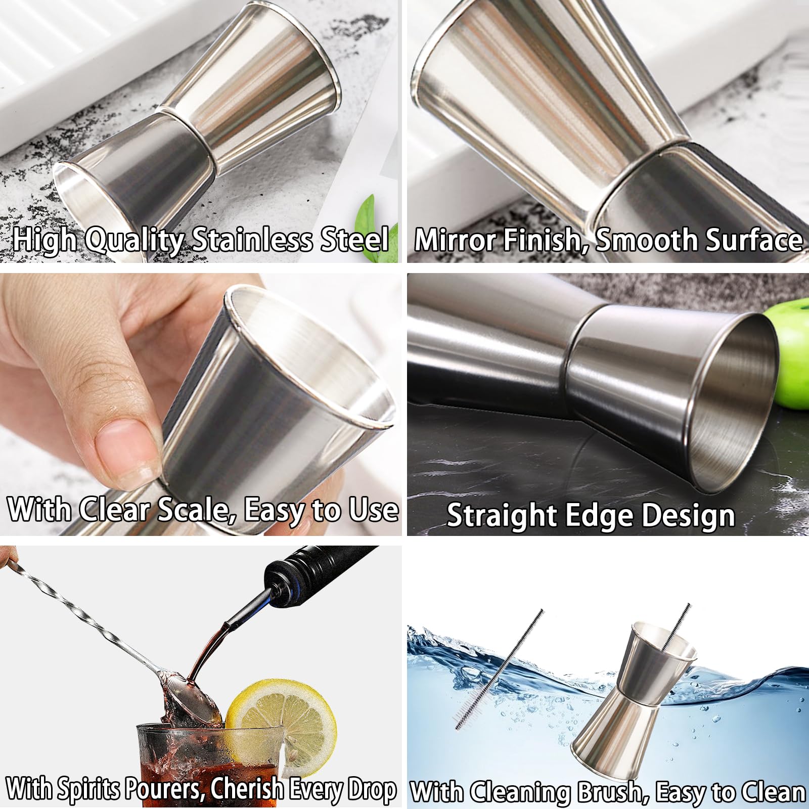 3-teiliges Cocktail Messbecher Set Aus Edelstahl - Professionelle Bar Tools