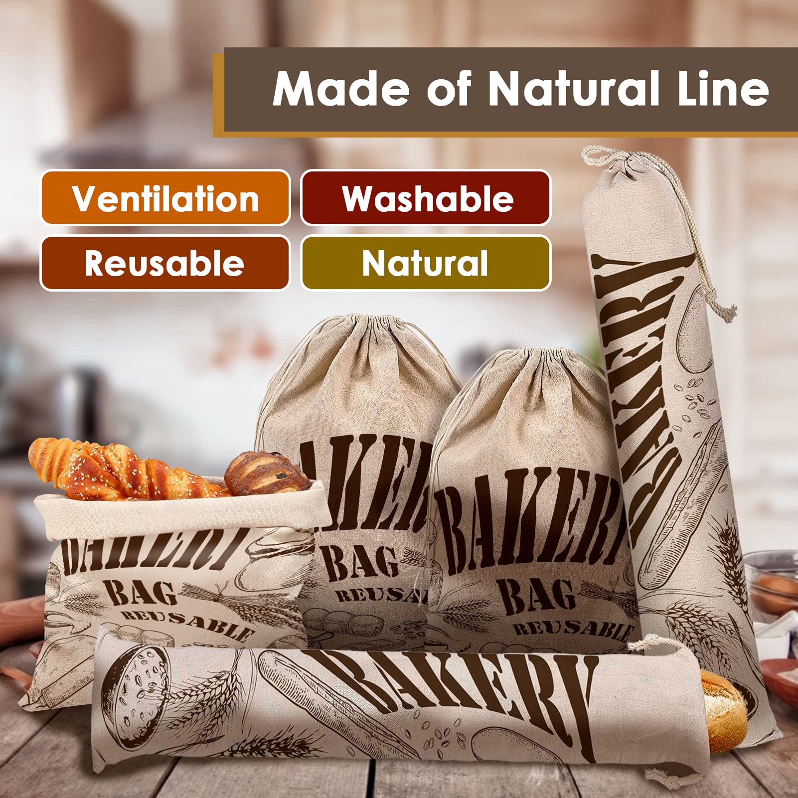 5 Ecologico Sacchetto Pane Patate Porta Aglio E Cipolla Biscotti Sacchetti Per Dolci Tote Bag Cotone Porta Detersivi Sacchetti Cucina Borsa Stoffa Riutilizzabile Con Coulisse, 2 Taglie