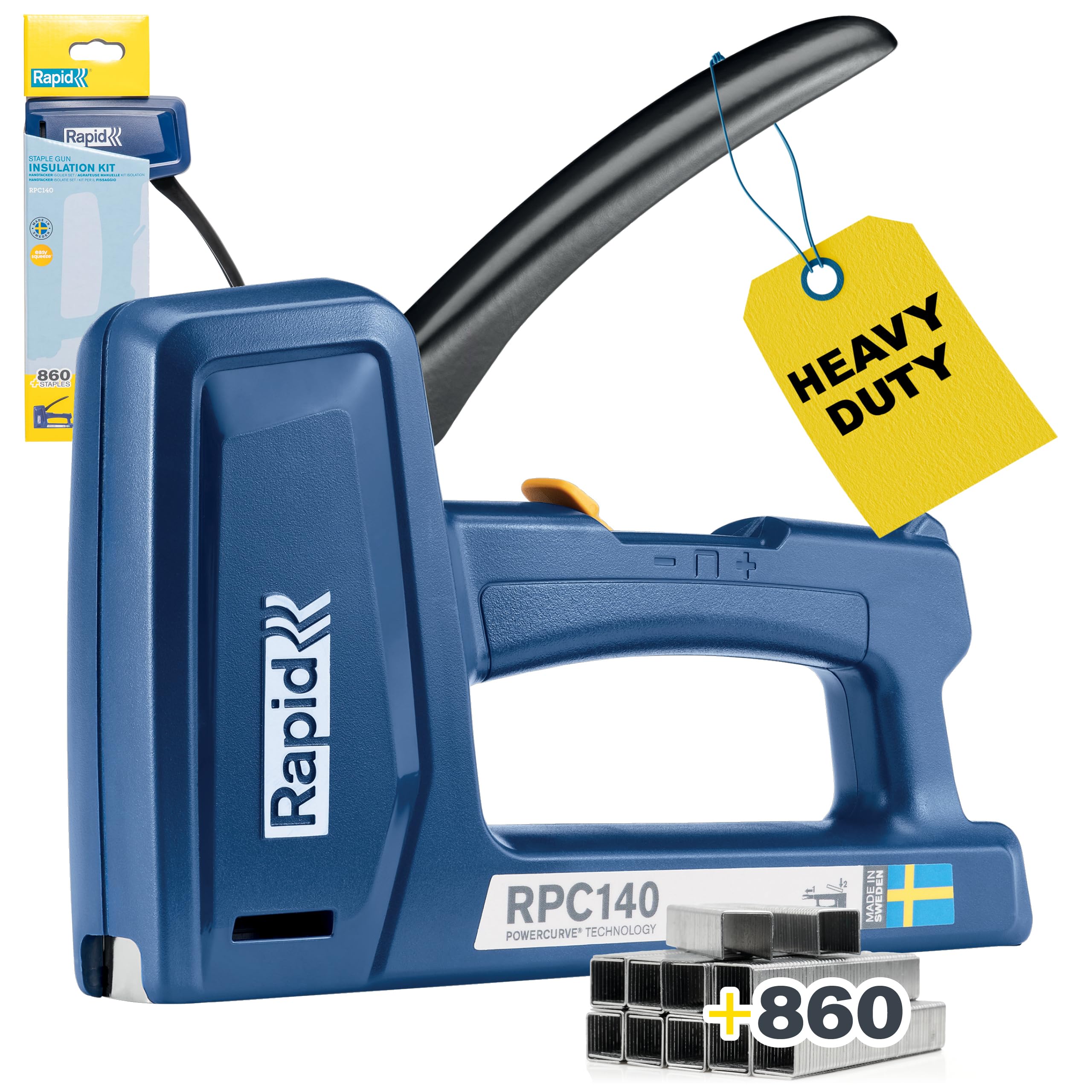 Heavy Duty Staple Gun for Wood – Up to 50% Easier to Squeeze – Staples Included, 1080 pcs – Takes Up to 16 mm Heavy Duty Staples – Made in Sweden – Rapid RPC140 (5001750) — image 1