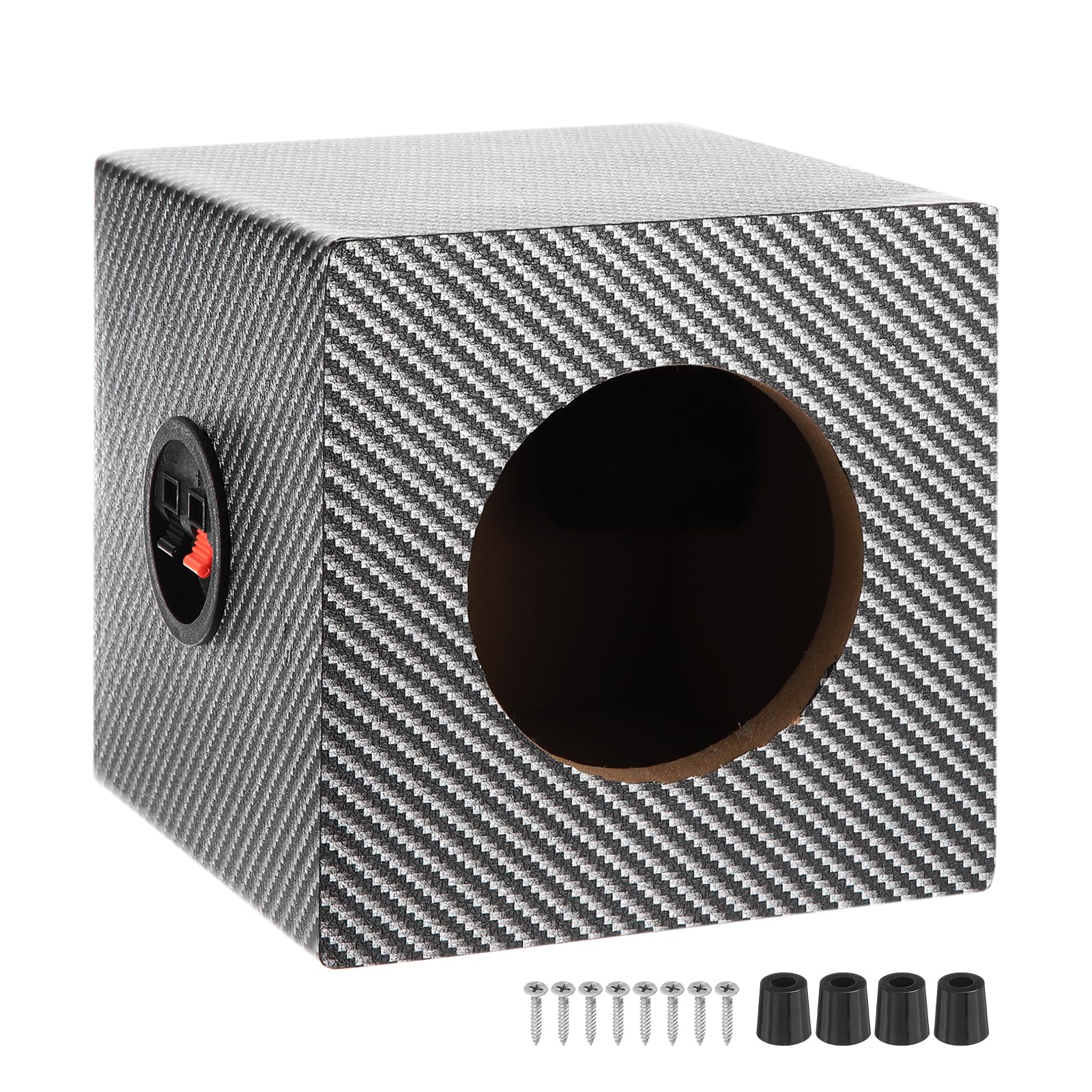 sourcing map Box altoparlante in legno con porte da 5 pollici, scatola subwoofer singola ventilata nera bianca per auto audio camion scatola altoparlante per fai da te Home Vehicle Audio forniture