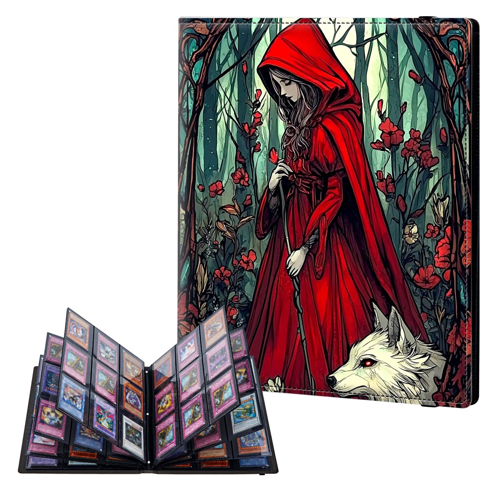 ETLKJVBL 9 Pocket Trading Card Binder, Card Collection Binder for TCG, MTG, Sports Cards, Baseball, Red Riding Hood and Wolf Trading Card Book Holder for Collectors, Top Loader Binder โ image 1