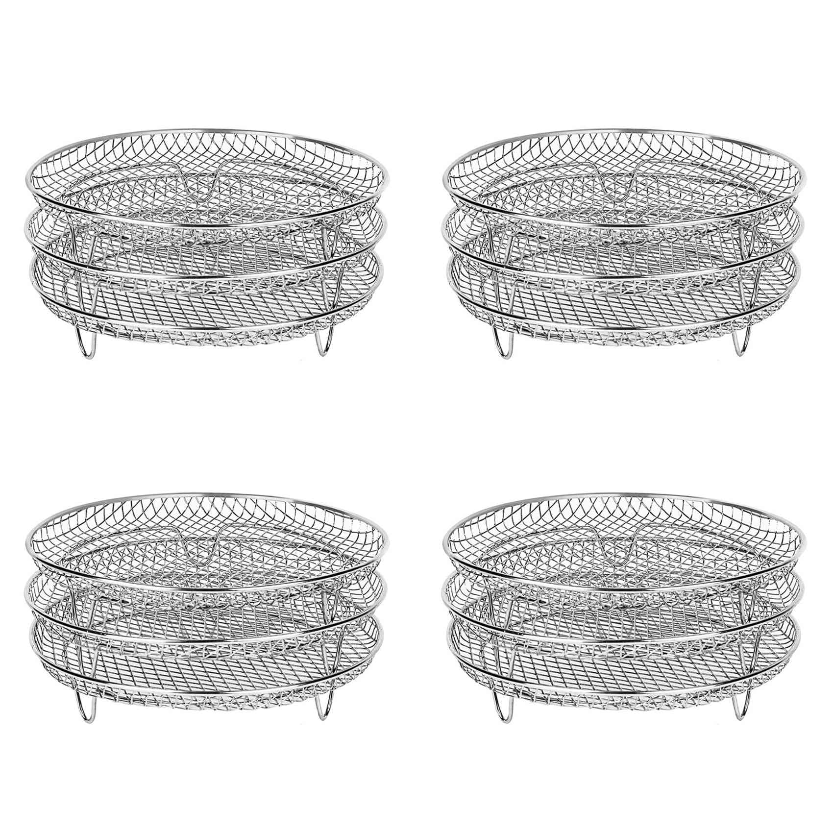 Hndhbfgrt 4X Air Fryer Three Stackable Dehydrator Racks for Gowise Stainless Steel Air Fryer Rack Fit All 4.2-5.8QT