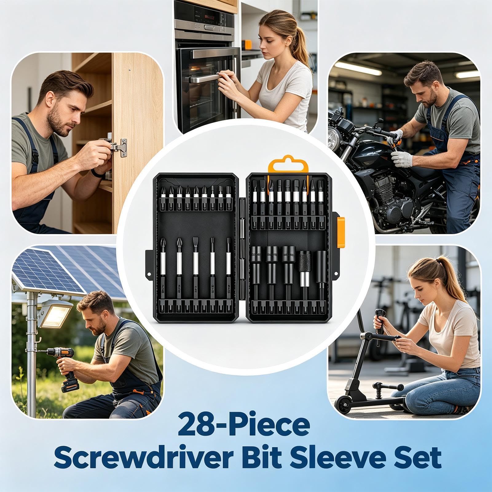 Set di punte per trapano, 28 pezzi, in acciaio legato, portatile, con