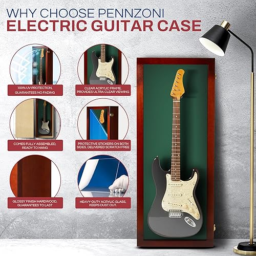 Miniatura 56 de PENNZONI Vitrina para guitarra eléctrica, estuche acrílico para guitarra eléctrica, soporte de pared, estuche de pared para guitarra hecha de marco