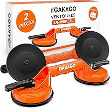 Gakago Ventouses (pack de 2) - Poignées ergonomiques et antidérapantes - ventouse de 120 kg pour le transport de carreaux, de stratifiés, de vitres et de verre