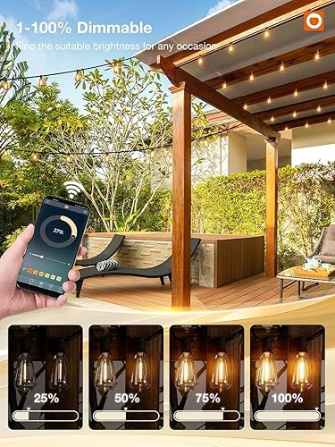 Miniatura 10 de addlon - Guirnalda de luces LED de 100 pies (50 x 2 pies), impermeables, con 54 bombillas ST38 reemplazables inastillables (4 repuestos), luz