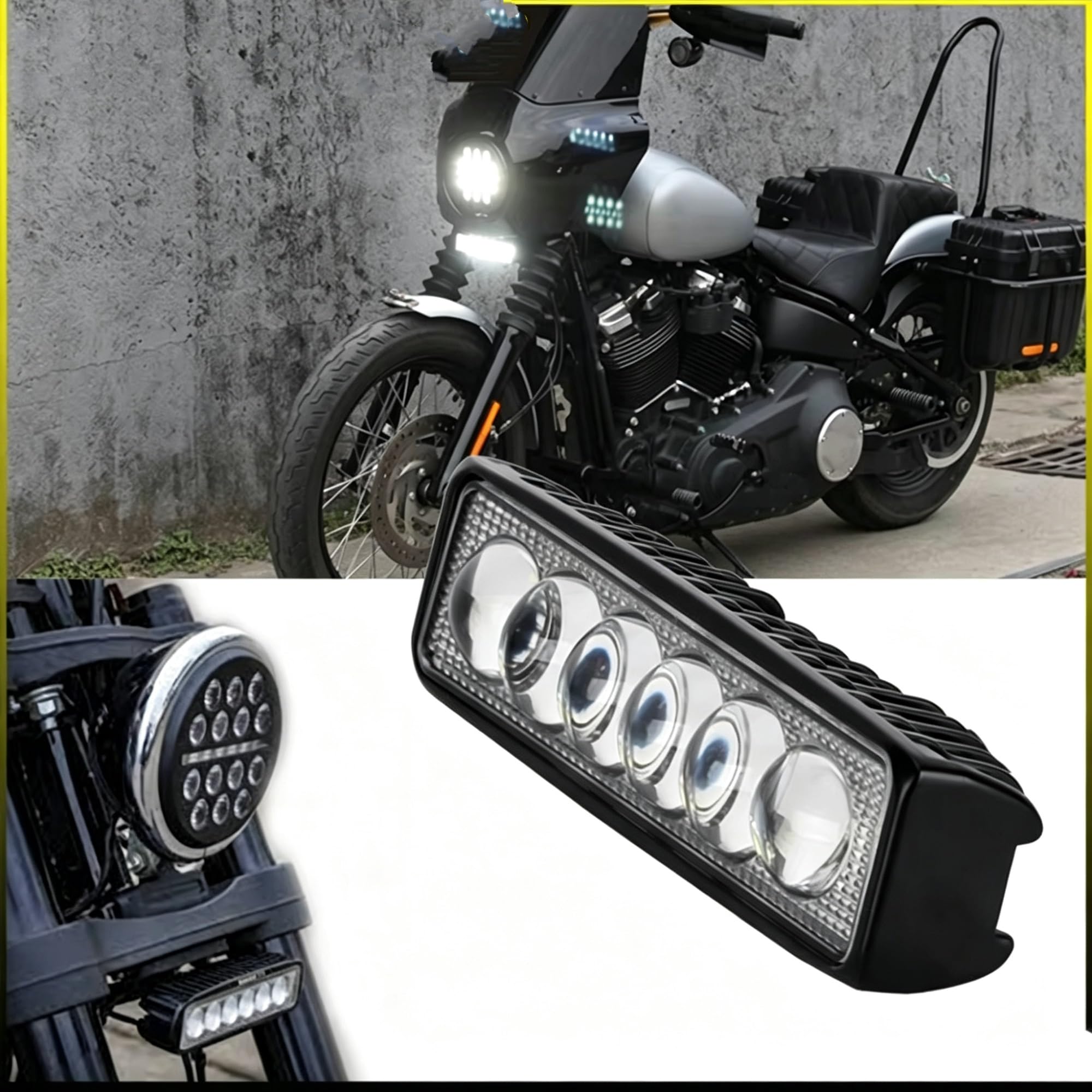 Faro Moto Per Dyna Per Softail Per Fat Bob LED Fendinebbia | Barra luminosa a LED 6" Faretto 18 Watt Luce marcia diurna Fendinebbia ausiliario per Street Bob per Low Rider