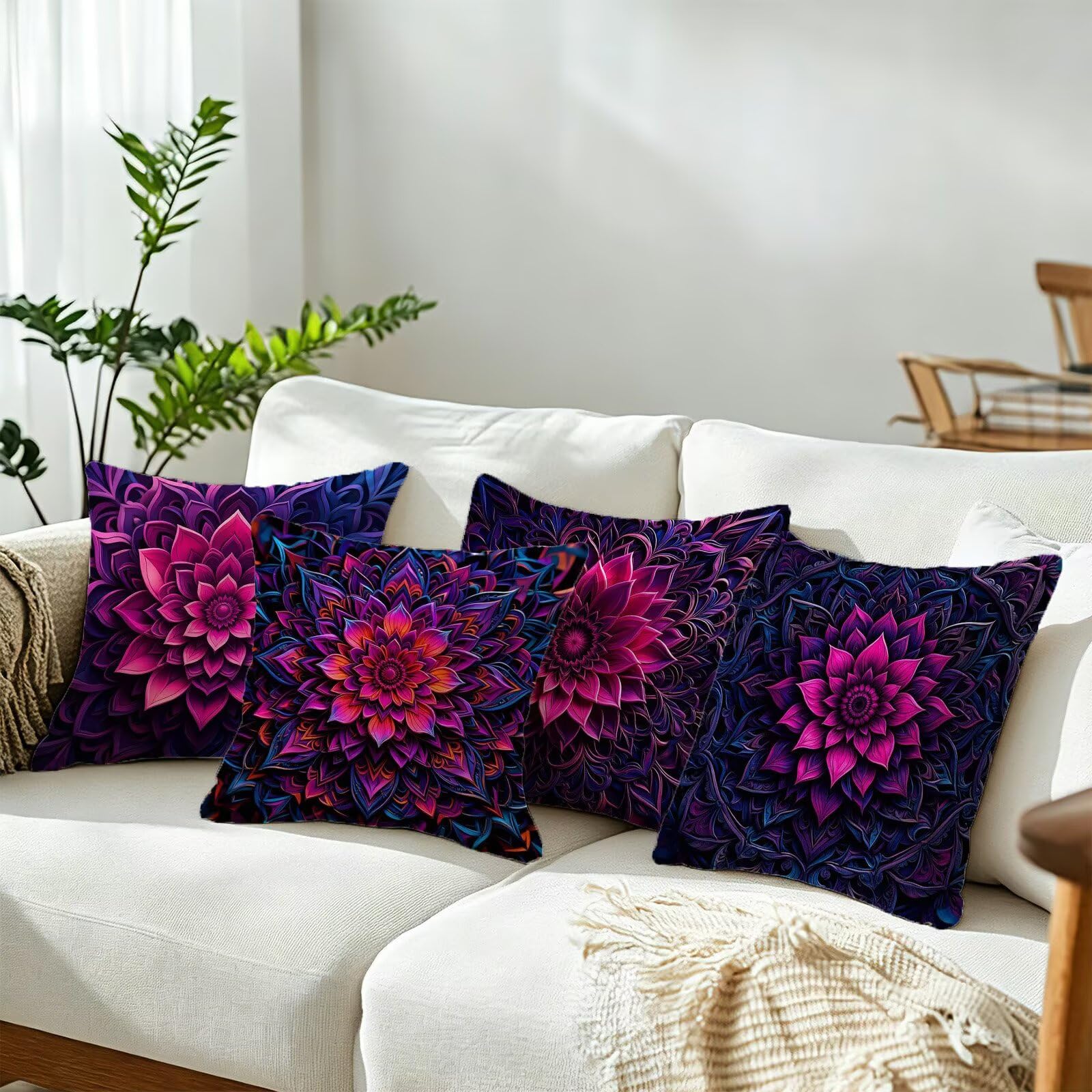 Coussin Exterieur Impermeable Violet, Taie Oreiller 45x45, Cod-301