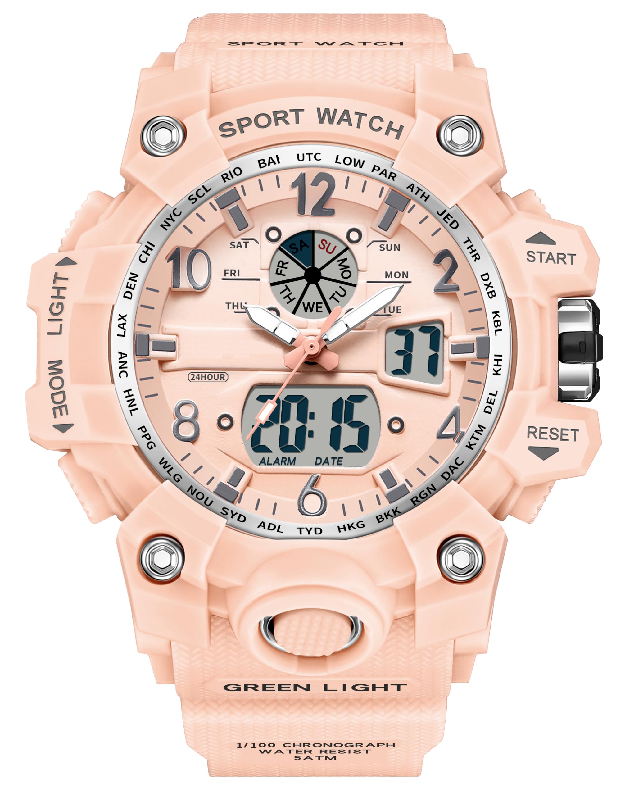 Women’s Digital Watch Waterproof Sport Watch Analog Wristwatch Military Tactical Watches LED Luminous Alarm Stopwatch Dual Time Wrist Watches