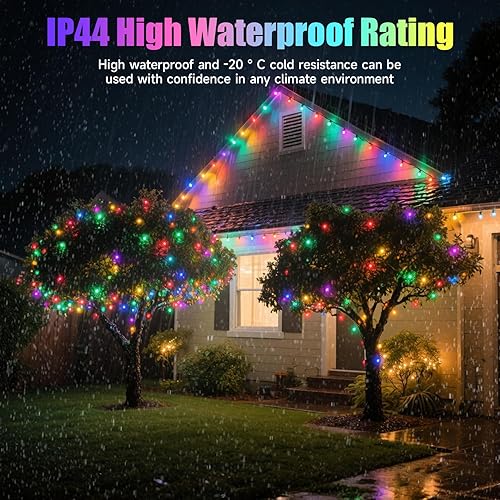 Miniatura 6 de Luces de Navidad con 8 modos de iluminación, 200 luces LED de 66 pies con control remoto, cadena de luces recargables para exteriores, decoraciones