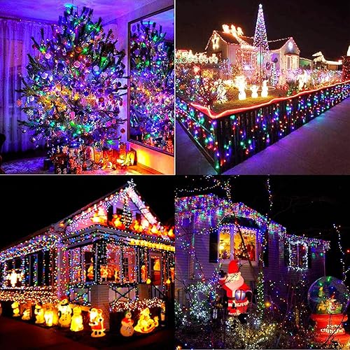 Miniatura 5 de Luces de Navidad de 338 pies para exteriores, 1000 luces LED de Navidad con 8 modos, temporizador, luces parpadeantes impermeables para fiestas,