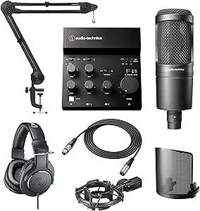 オーディオテクニカ AT2020 / AT-UMX3 PC/スマホ 配信 DTM 初心者セット 【 セット内容: コンデンサーマイク/オーディオインターフェース/マイクケーブル/ポップフィルター/マイクアーム/ショックマウント/モニターヘッドホン 】 国内正規品