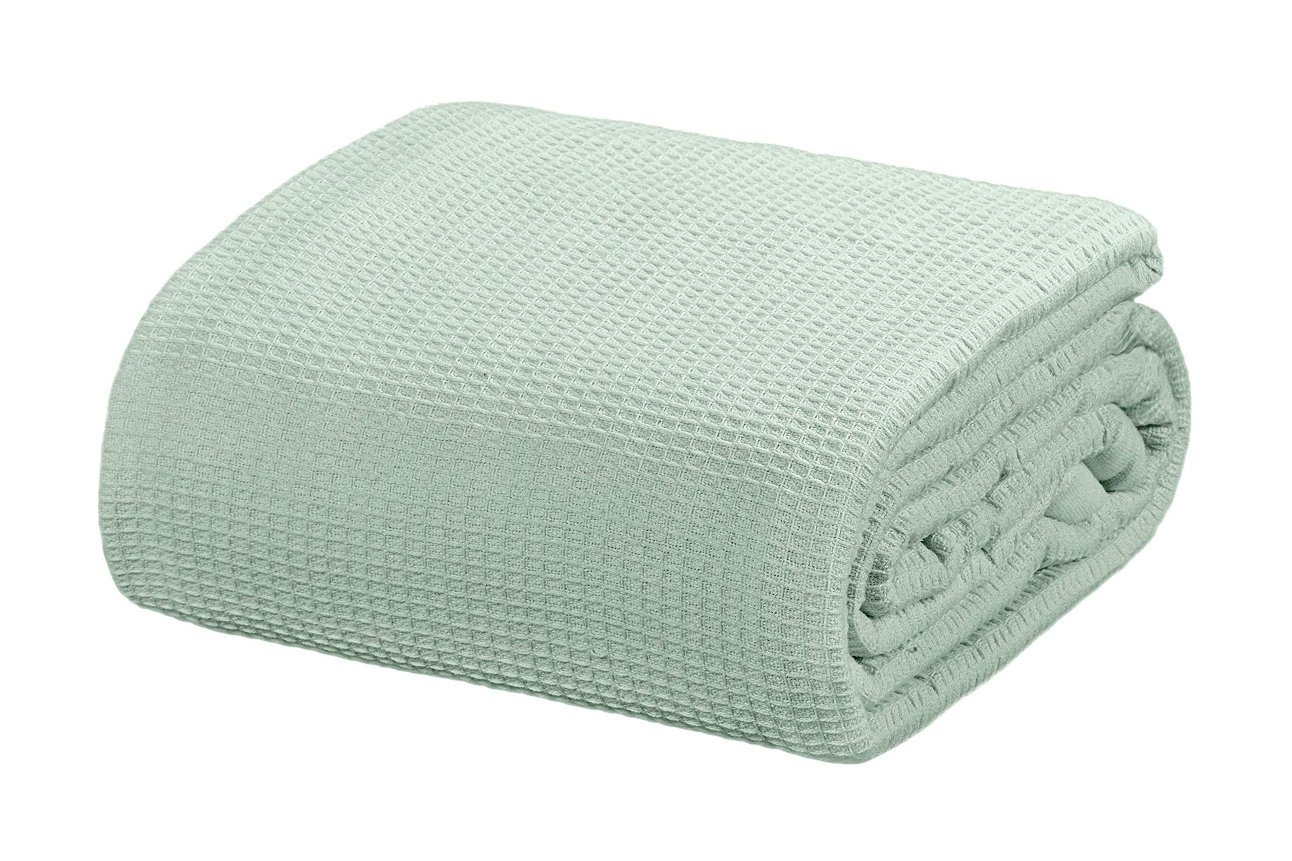 Amazon.com: Crover All Season Waffle Premium Thermal Blanket Twin Size  66”x90” Durable Soft Cozy Breathable Weave Design 100% Cotton, Misty Green  : Home u0026 Kitchen