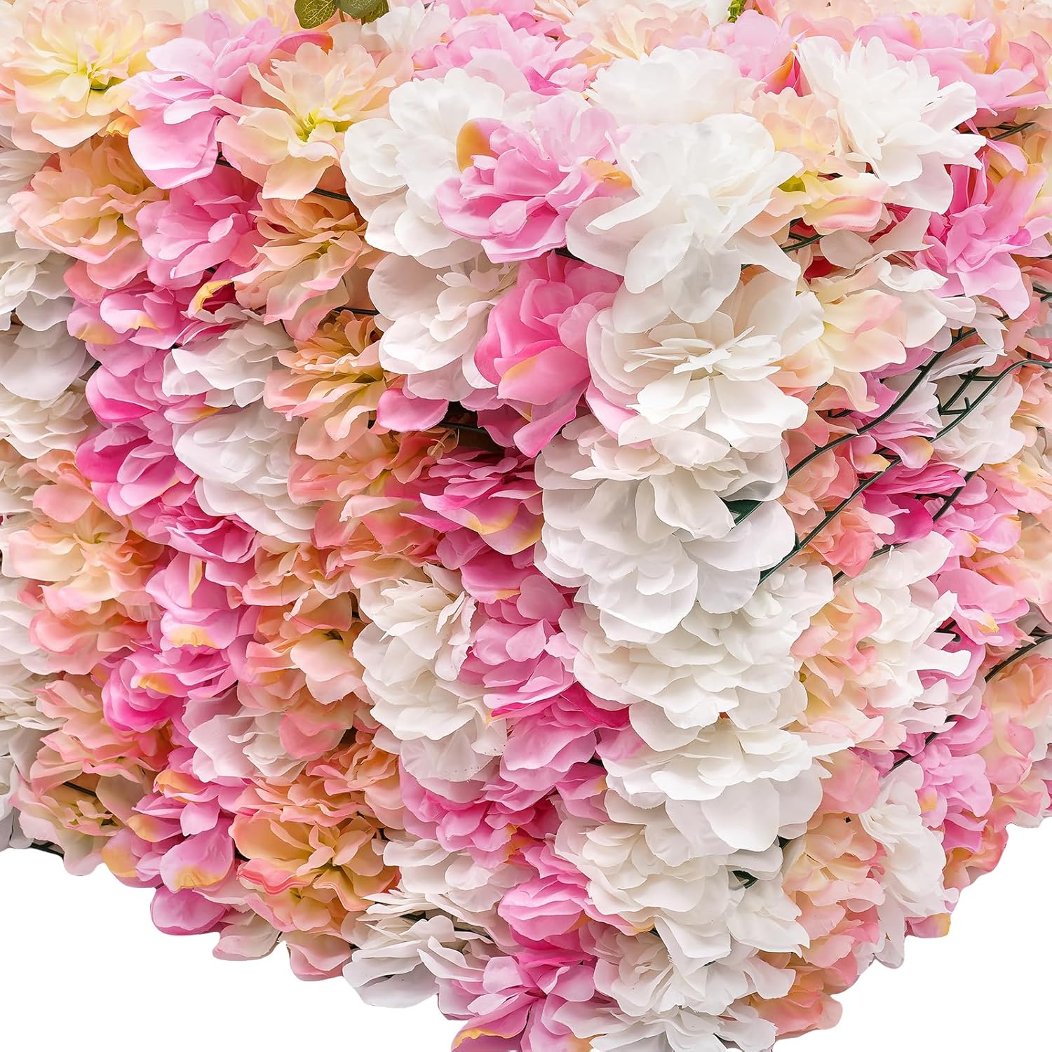 12PCS Artificial Flower Wall Panels, 15 X 23inches Decoration Floral Backdrop, Pink and White 3D Rose Floral Wall Backdrop for Wedding, Stage Decoration