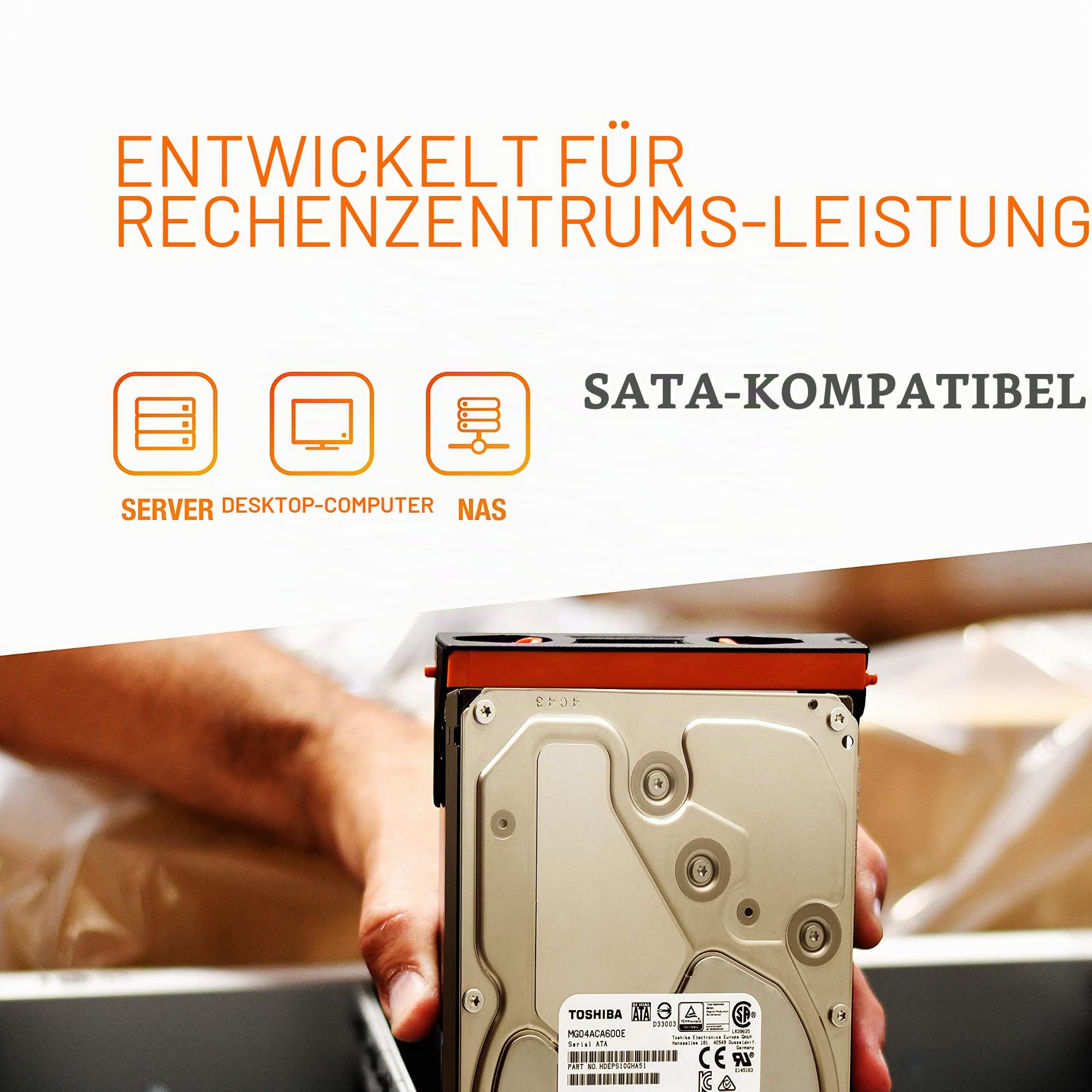 Toshiba MG Series 6TB Interne Festplatte MG04ACA600EY 3,5 Zoll HDD SATA 6Gb/s 7200rpm 128MB Cache