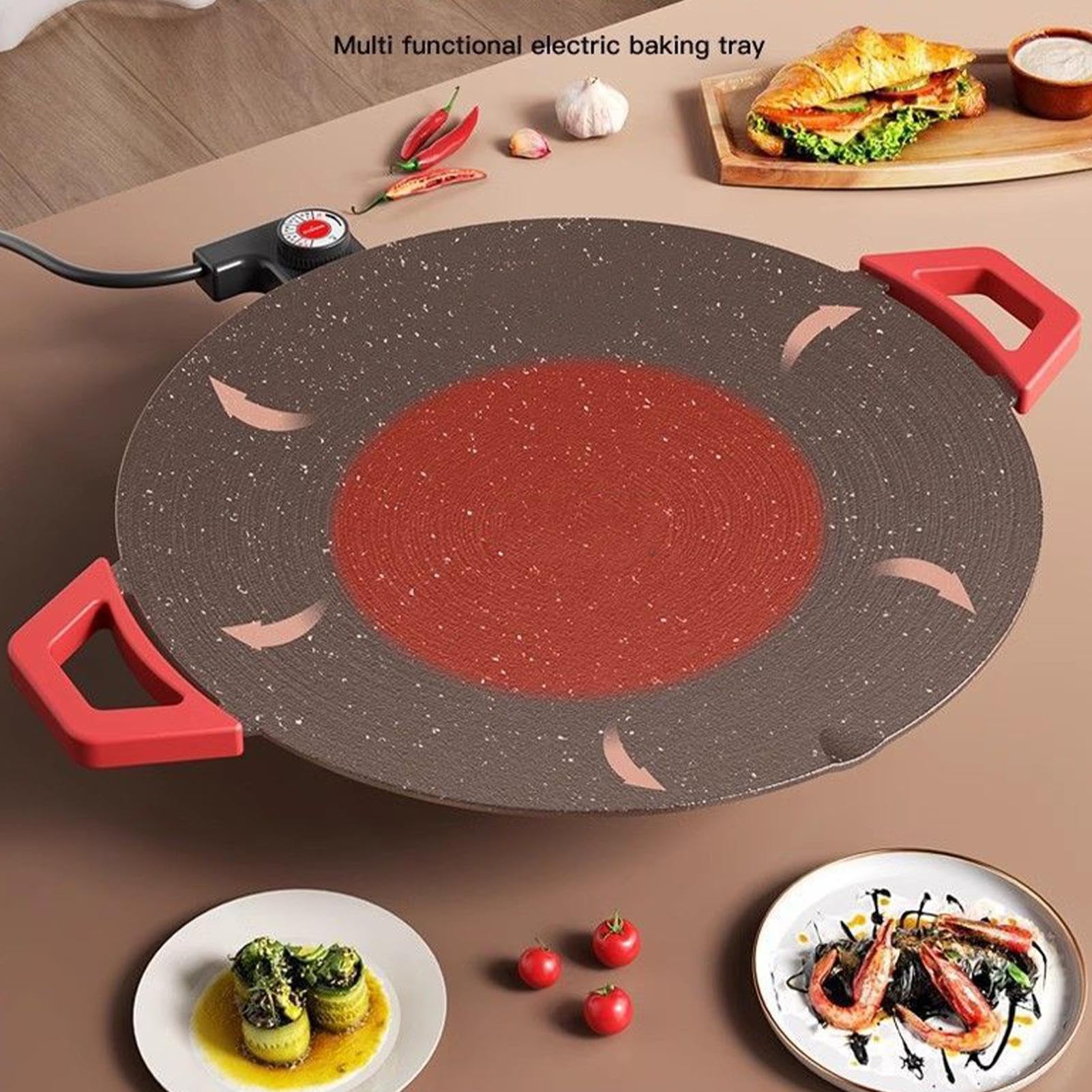 Plancha Eléctrica De Interior Sartén Antiadherente De Calentamiento Rápido | Plancha Pequeña con Accesorios para Cocinar Para Cocinar En La Encimera De La Cocina Barbacoa Carne Hamburguesa