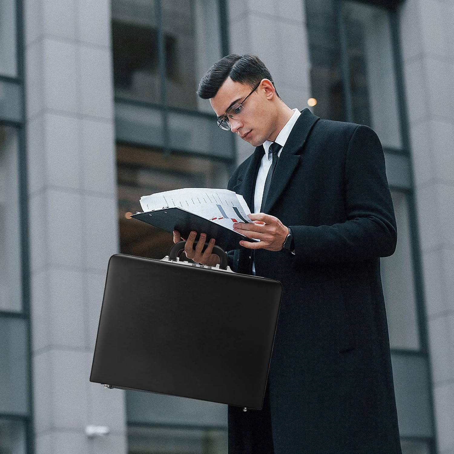 Briefcases for Men, Professional Leather Briefcase with Lock, Hard Shell Business Brief Case, Durable Executive Attache Case for Laptop Documents, Mens Hard Briefcase for Work Office Travel - Image 5