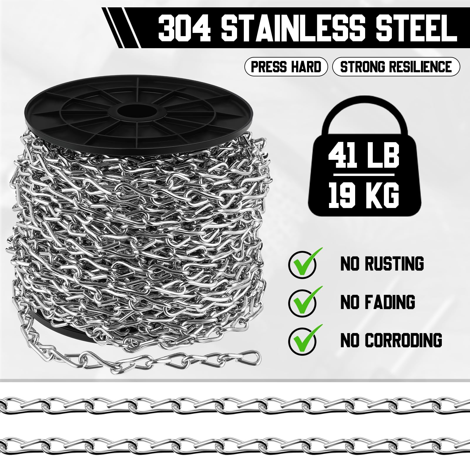 Yaocom 50ft Silver Hanging Jack Chain with 10 Pcs S Hooks, 2mm — Amazon image 3