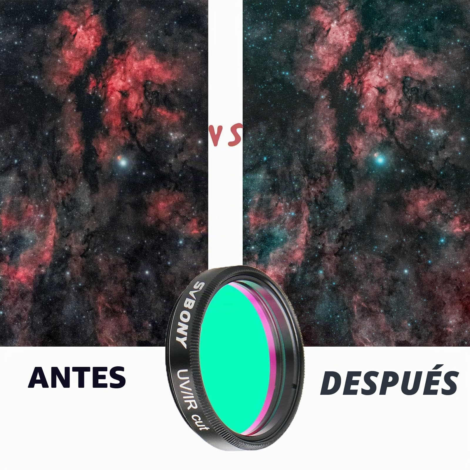 Svbony Filtro Telescópico de 1,25'', Filtro de Corte UV/IR, Filtros Oculares de Alto Contraste, Reducir el Brill, Accesorios para Telescopios para Observaciones Astronómicas Lunares y Planetarias