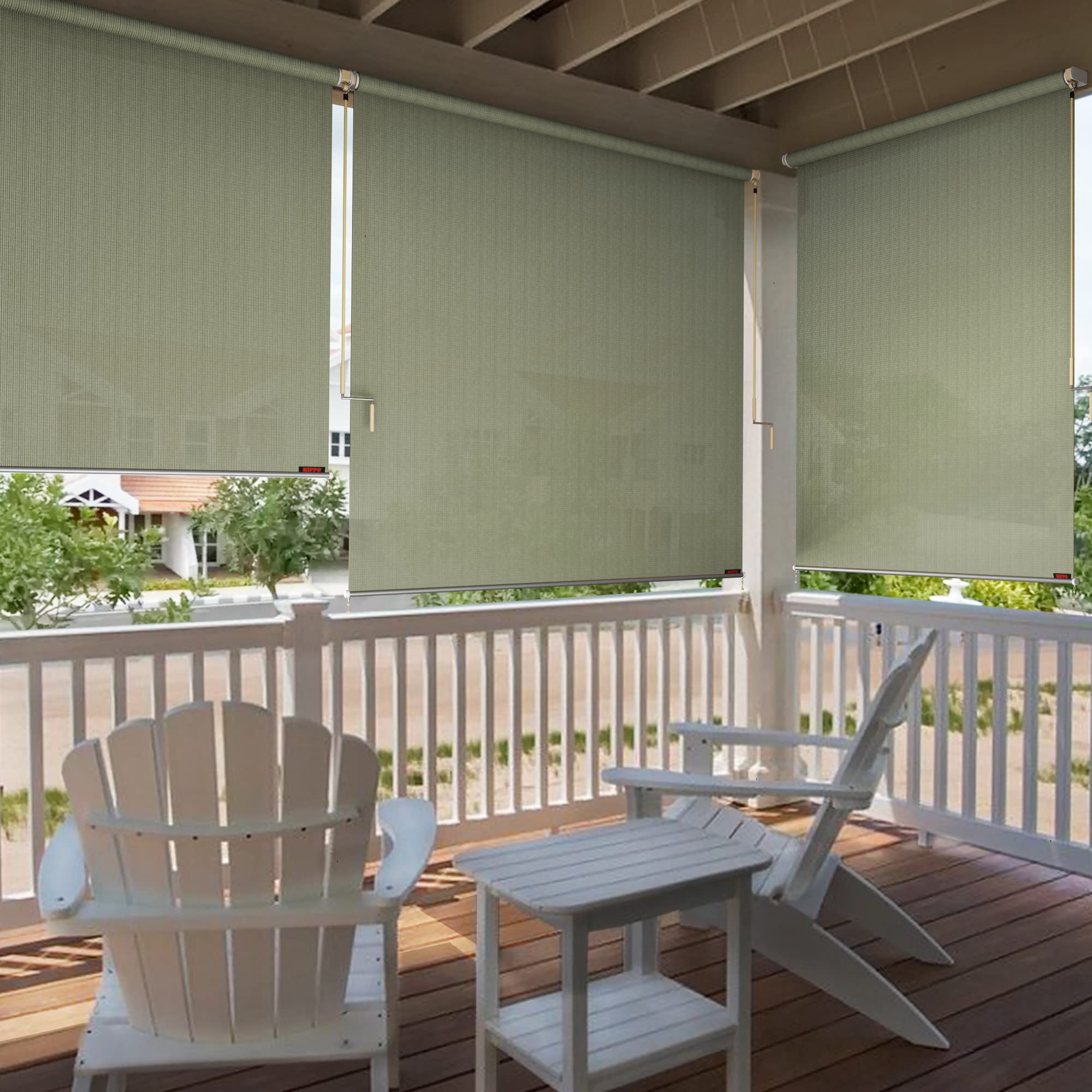 HIPPO - Fabric - Easy Install Pre-Assembled Crank Handle Roller Blind - with Knitted Fabric Curtain - 95% Shade Factor & UV Protection - (4 FT X 7 FT, Moon Stone)