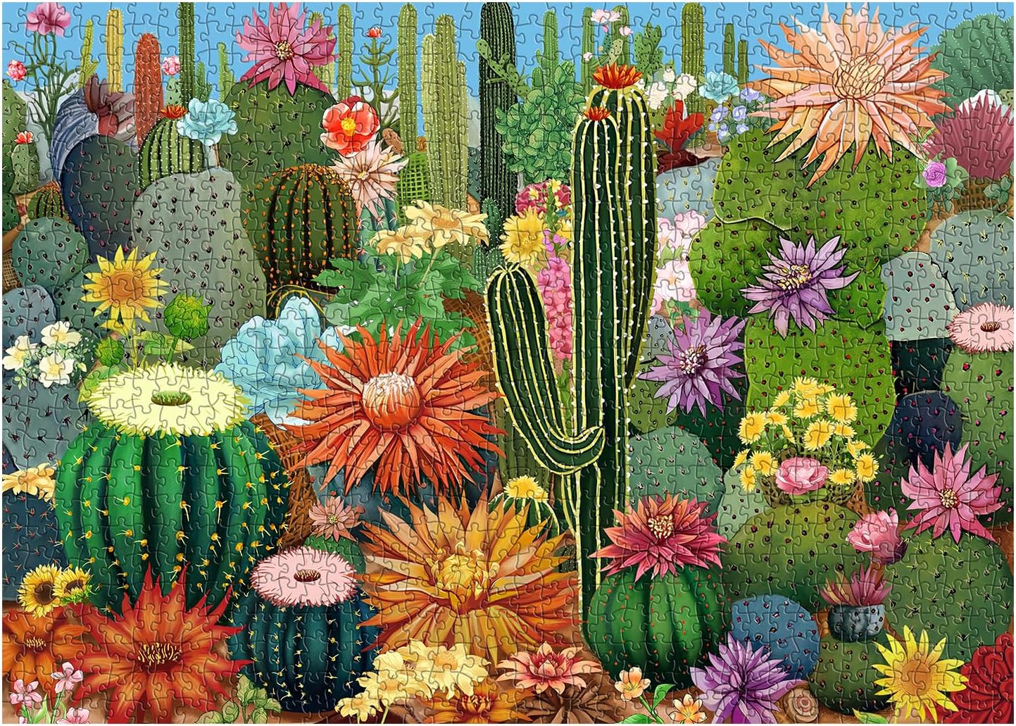 Succulent Puzzles for Adults, Cactus Flower Garden Jigsaw Puzzles 1000 Pieces, Nature Plant Puzzles as Succulent Wall Art Decor