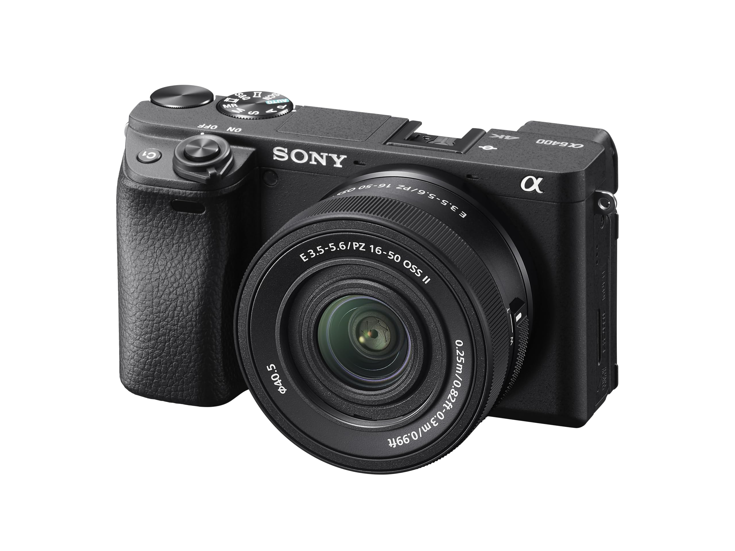 Sony Alpha 6400 APS-C Spiegellose Kamera mit 16-50mm Objektiv (Schneller 0,02s Autofokus mit Augenerkennung für Mensch und Tier, 4K-Filmaufnahmen und neigbares Display für Vlogging)
