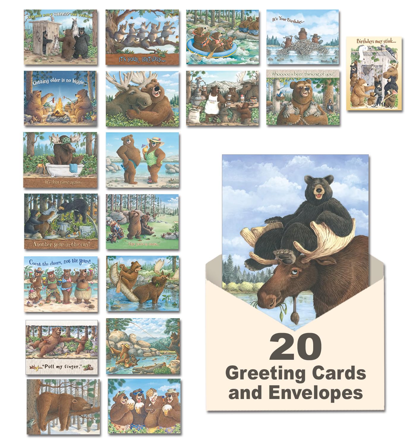 Leanin 'árbol' tarjetas de felicitación – oso arte que ríe [ast90760] – 20 tarjetas de felicitación con full-color interiores