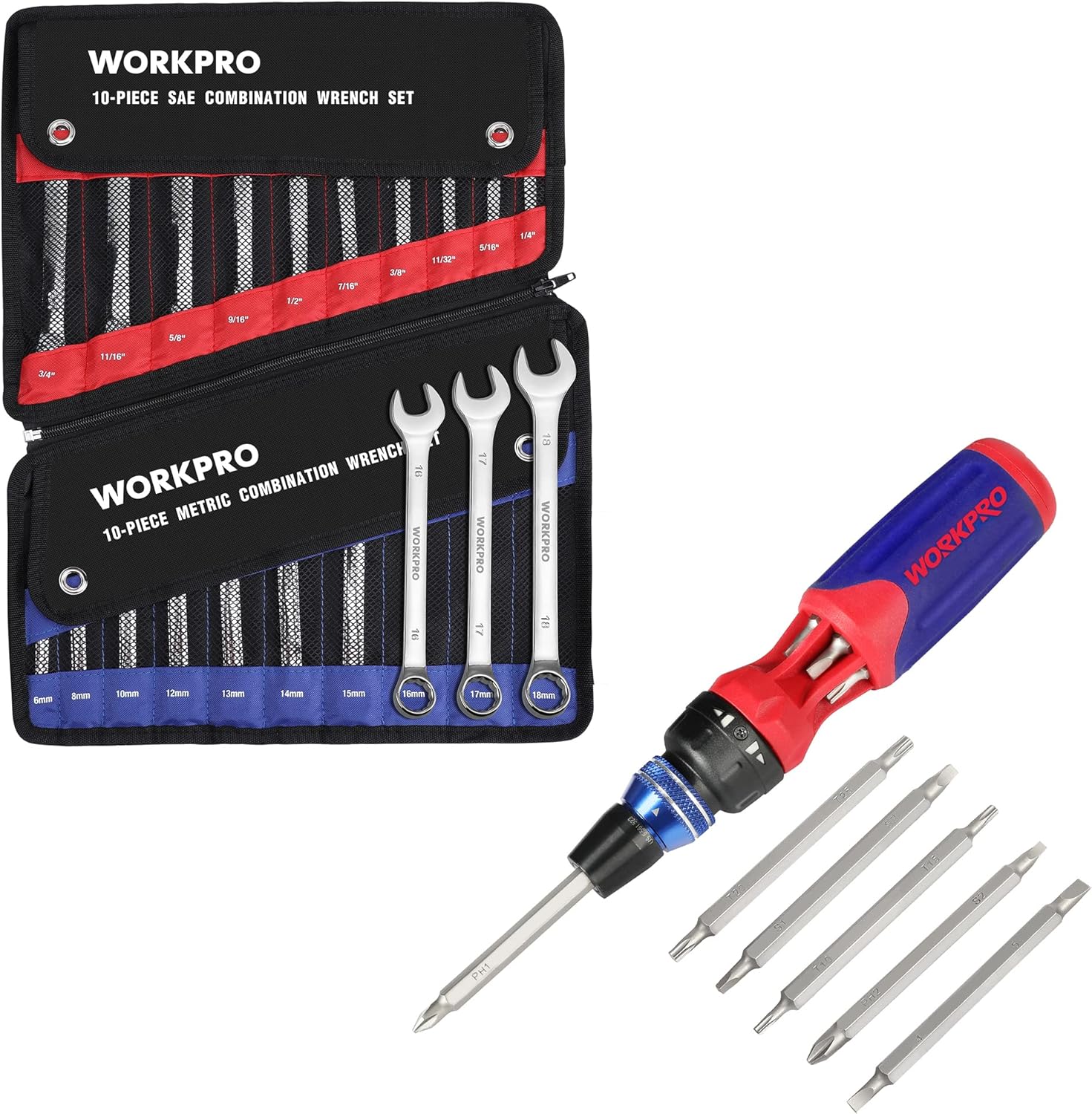WORKPRO 12in1 Ratcheting MultiBit Screwdriver Set+