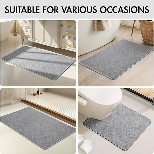 Miniatura 7 de MIULEE Juego de 2 alfombras de baño ultrafinas, de goma para baño, antideslizantes, de secado rápido, absorbentes, lavables a máquina, se ajustan