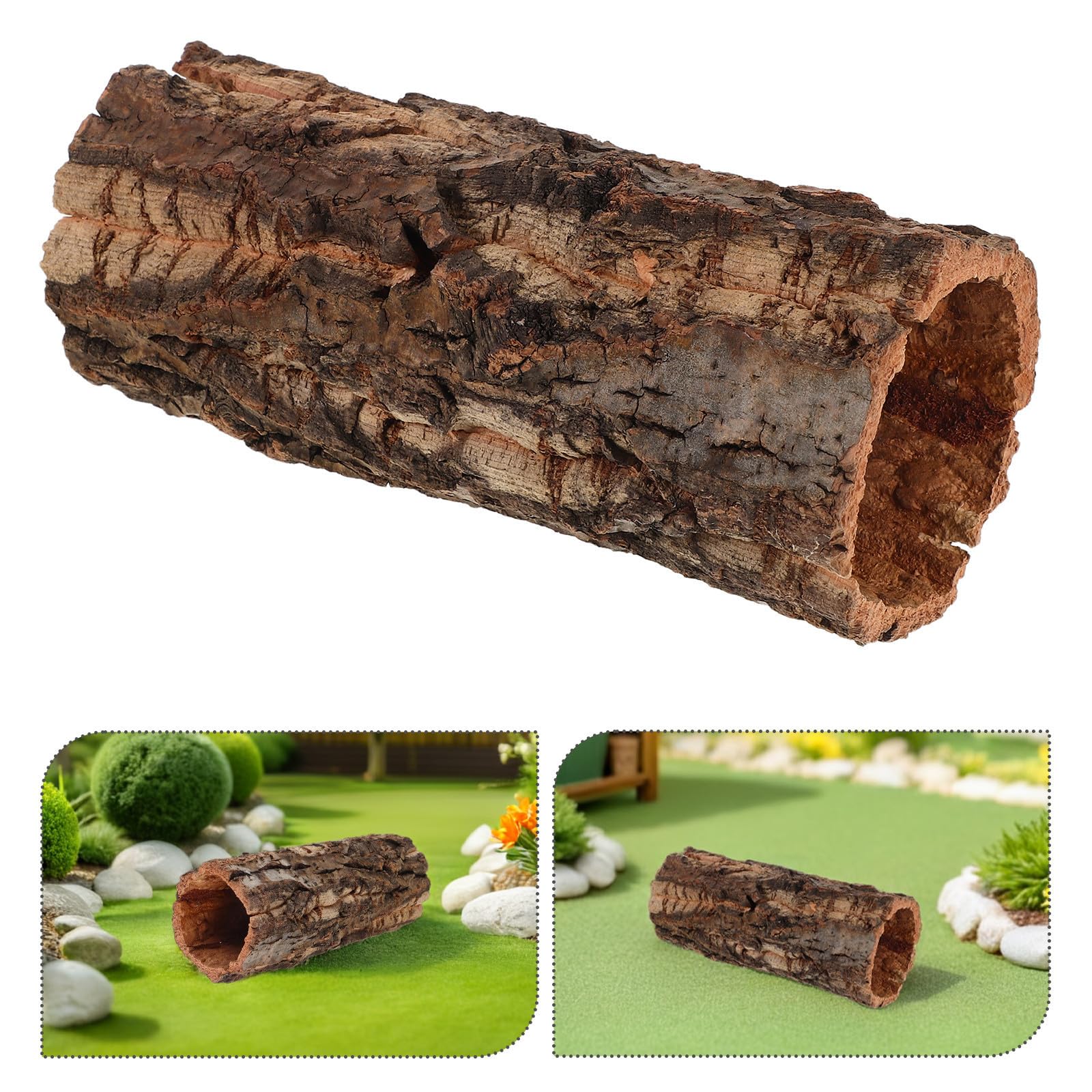 POPETPOP Nascondiglio per Rettili in Legno Cavo a Forma, Leggero e Facile da Pulire, 2, Decorazione per Terrari di Gechi Leopardo e Draghi
