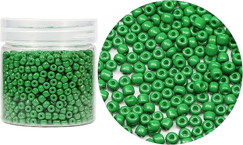 Bala&Fillic Cuentas de cristal de color verde de 0.157 pulgadas (0.157 in), alrededor de 1400 unidades en caja 60 cuentas de semillas de vidrio para