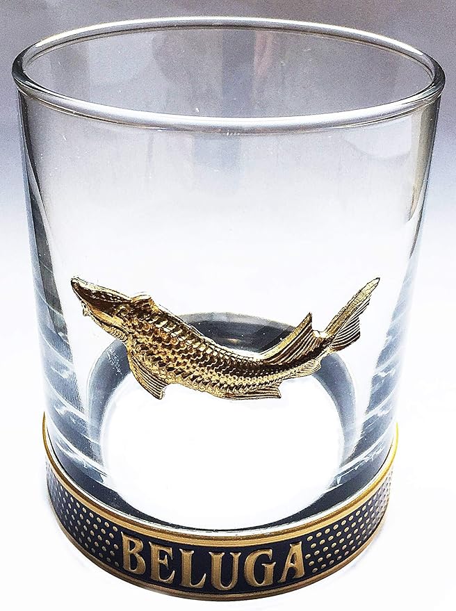 BELUGA VODKA GOLD TUMBLER GLASS, EXCLUSIVE BAR GLASS Shot