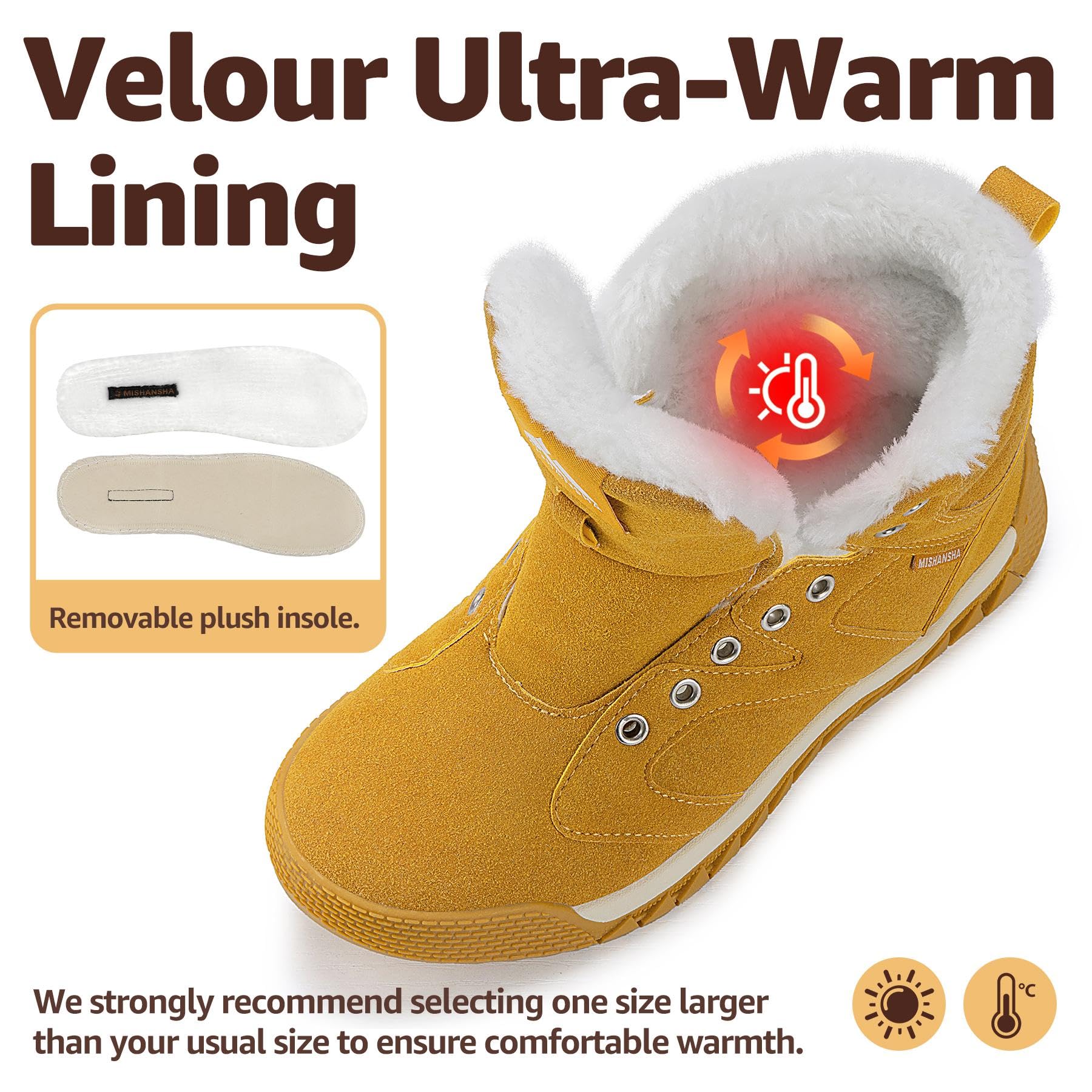 Mishansha Stivali da Invernali per Uomo Donna Caldi Antiscivolo Scarpe da Neve Taglia 36-48 EU