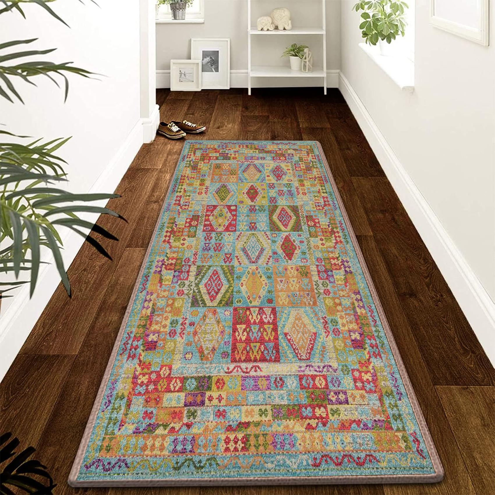 YANHONG Non Slip Indoor Door Mat, 110 x 180 cm Custom Length Narrow Rug Kitchen Floor Mats Heavy Duty Non-Slip Rubber Back, for Hallway Kitchen Living Room, Green — image 1