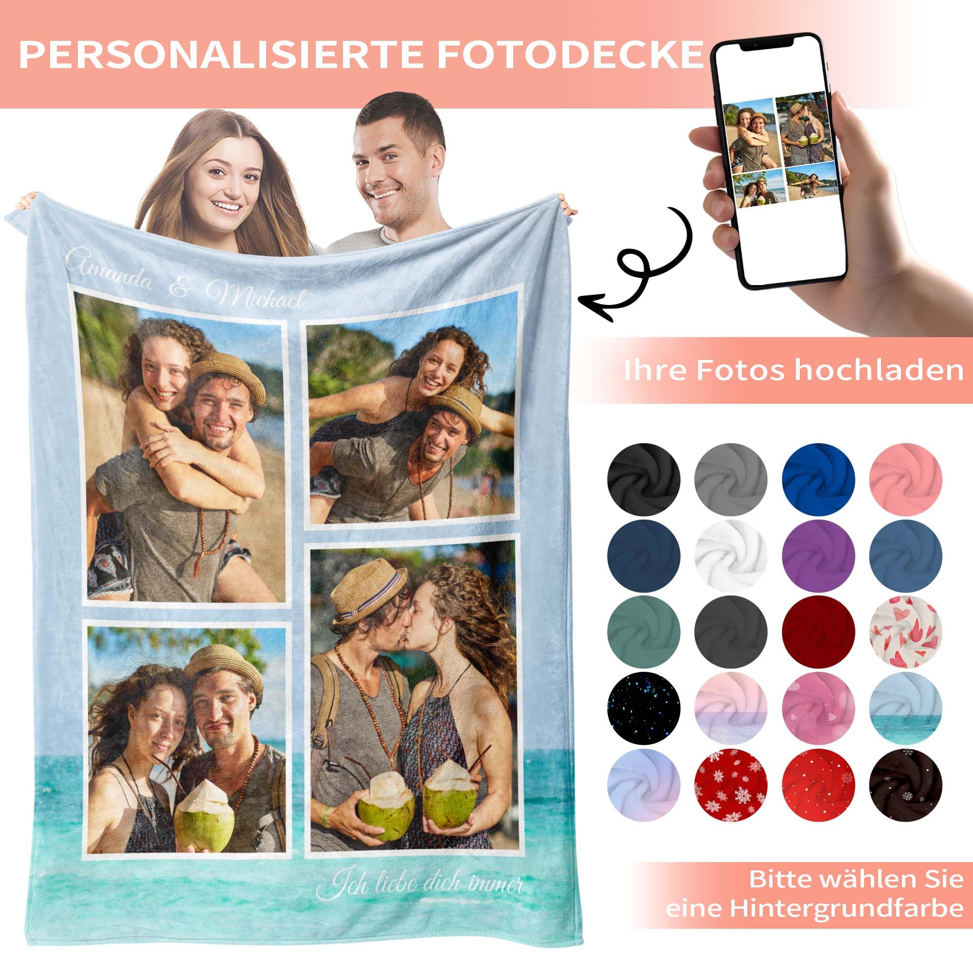 Easycosy personalisierte Decken für Paare Geschenke Benutzerdefinierte Bild werfen Decke Personalisierte Foto werfen für Freundin Ihr Geburtstag Anniversay Ideen 150×230cm