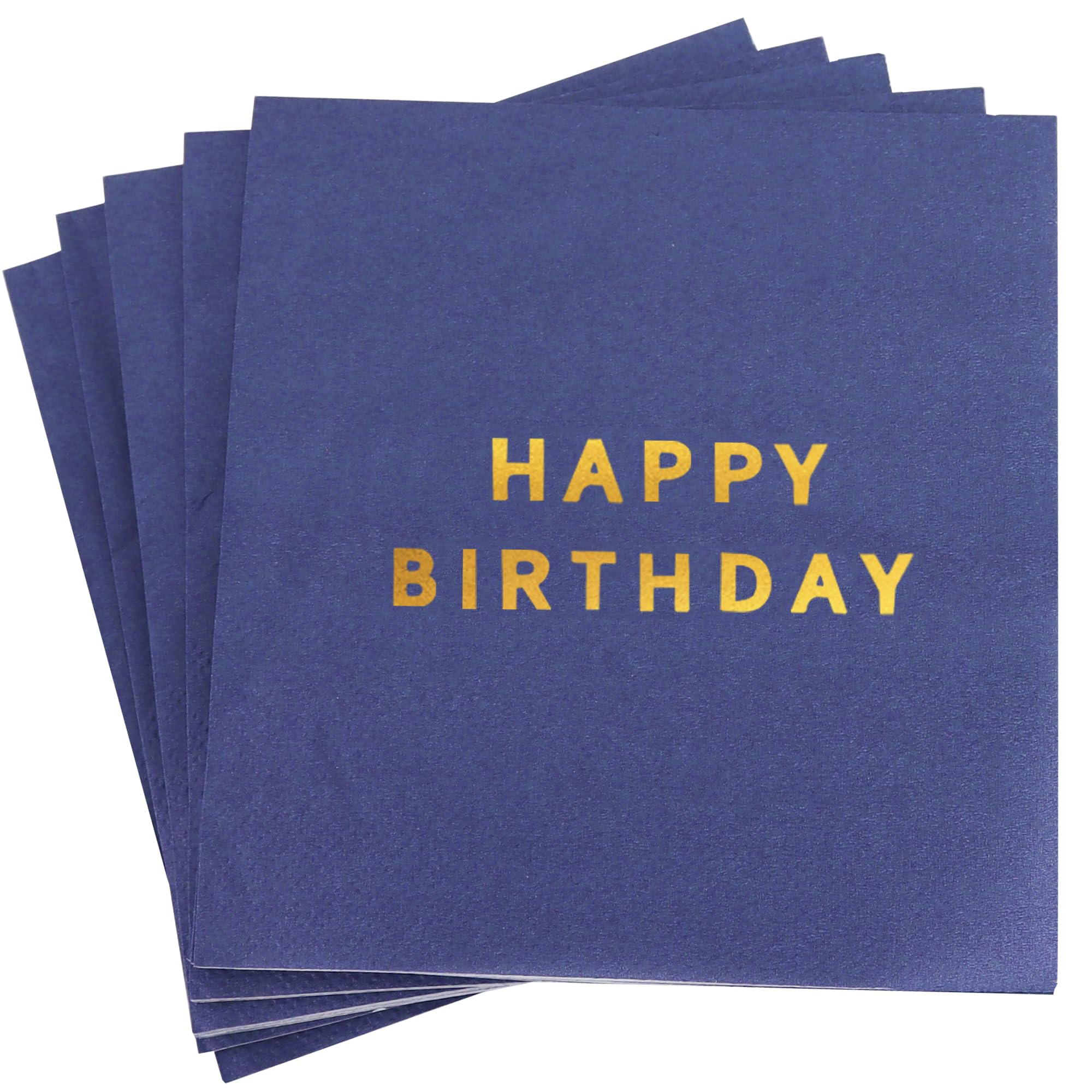Vuzvuv 52 Pack Gold Foil Happy Birthday Cocktail Napkins - bar tools and drinkware | Mubboo