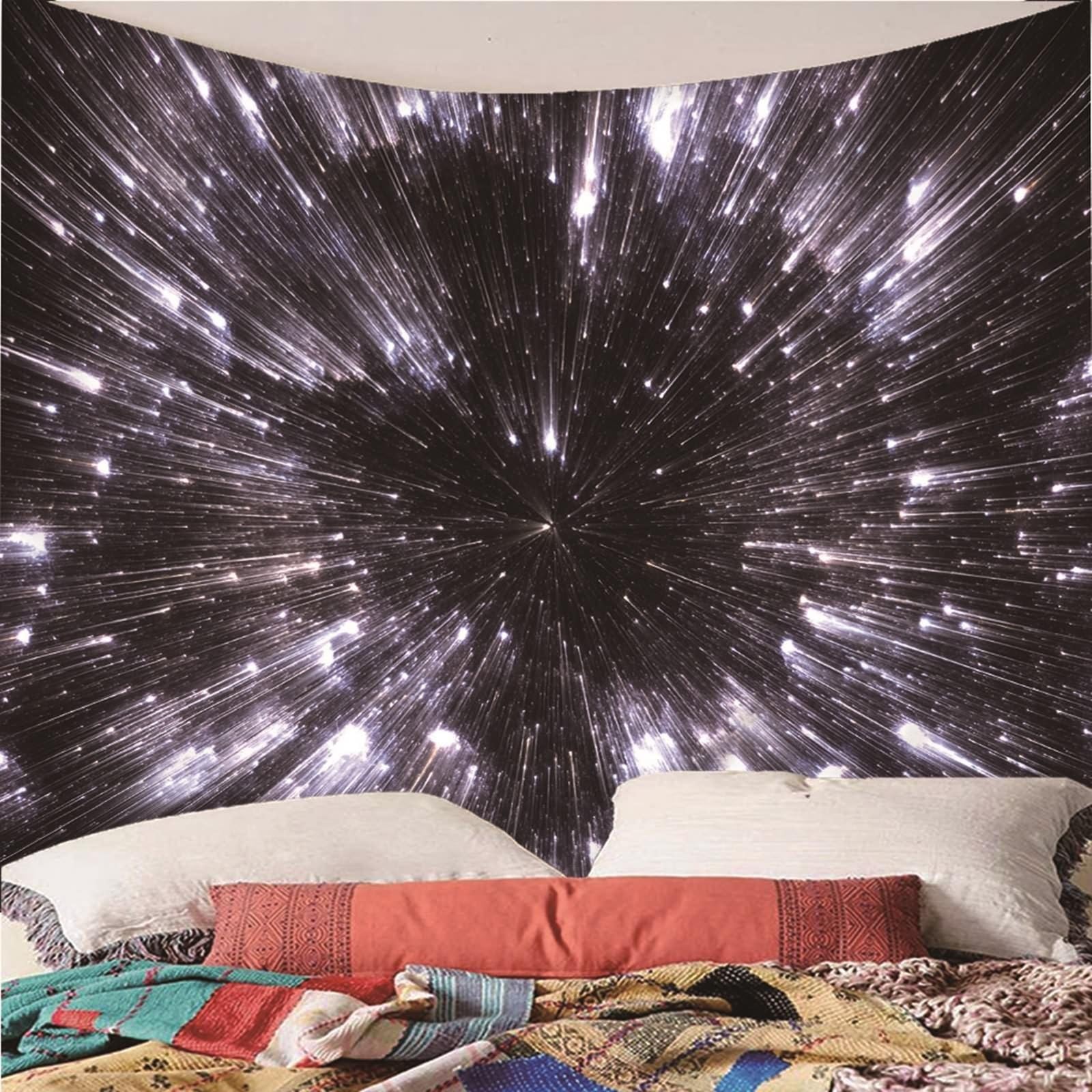 Tapiz de pared 200 x 200 cm, para exteriores, diseño de meteoritos, color negro y blanco